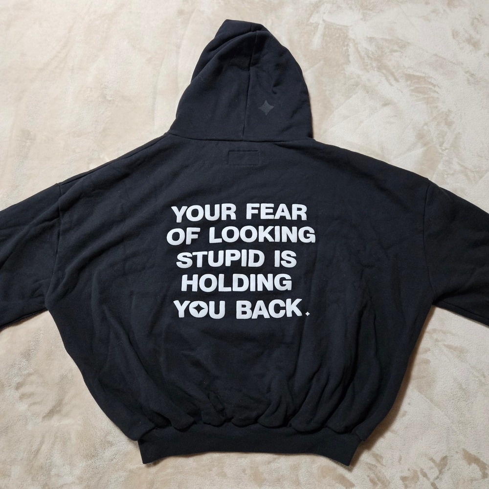 Alchemai Black Oversized Heavyweight Fleece Hoodie Pullover Streetwear Mens XL